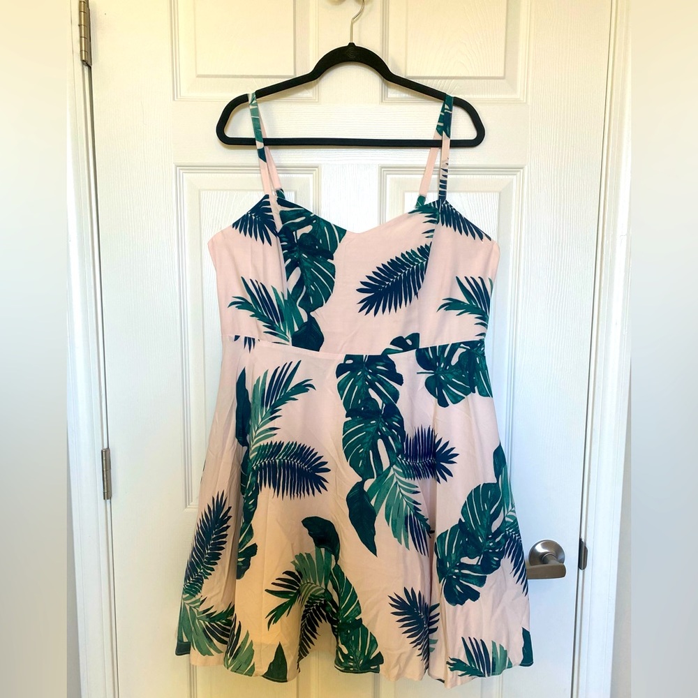Old Navy XL Pink & Green Palm Cami Dress